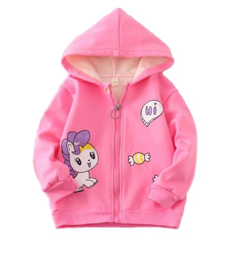 Kid's Cartoon Unicorn Print Winter Fleece Hoodie Sweatshirt