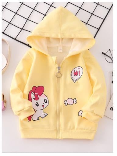Kid's Cartoon Unicorn Print Winter Fleece Hoodie Sweatshirt