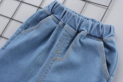 Kids Cotton Crazy Car Print Shirt & Jeans Set