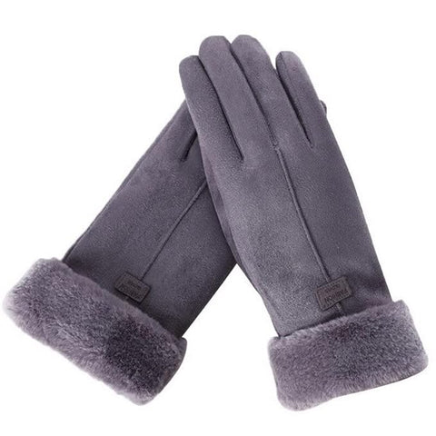 Luxury Soft Suede and Faux Fur Cute Winter Thermal Warm Gloves Mittens Winter Accessories Hand Arm Warmer Gloves