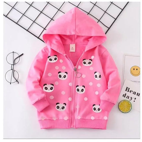 Kids Winter Warm Fleece Cute Panda Print Hoodie Sweatshirt