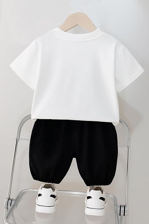 Kids 3D Dog Patch Cotton T-shirt & Short Set