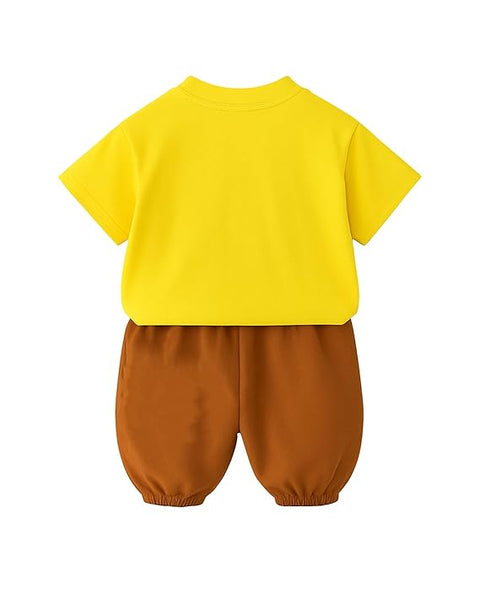 Kids 3D Dog Patch Cotton T-shirt & Short Set