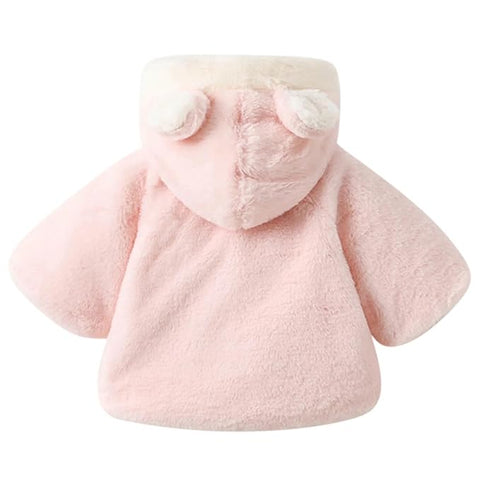 Girl's Standard Length Soft Furry Warm Winter Hooded Party Poncho Jacket