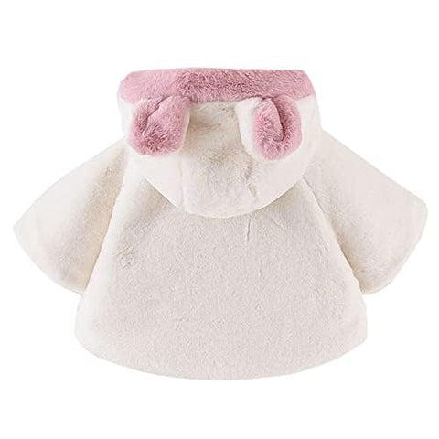 Girl's Standard Length Soft Furry Warm Winter Hooded Party Poncho Jacket