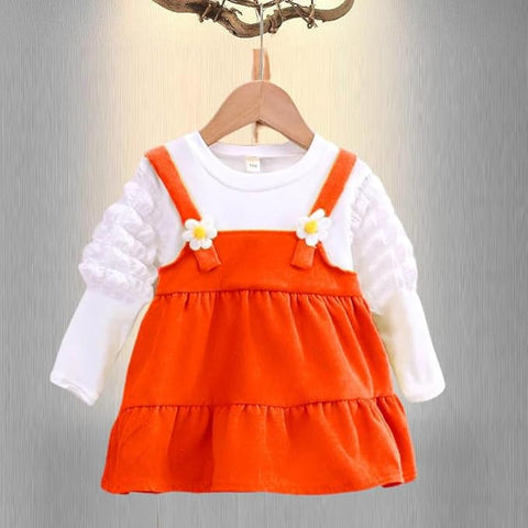 Girls Balloon-sleeve Pinafore Party Frock Dress