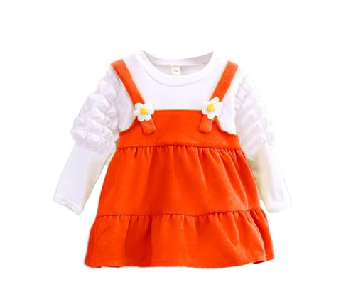 Girls Balloon-sleeve Pinafore Party Frock Dress