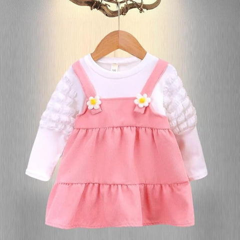 Girls Balloon-sleeve Pinafore Party Frock Dress