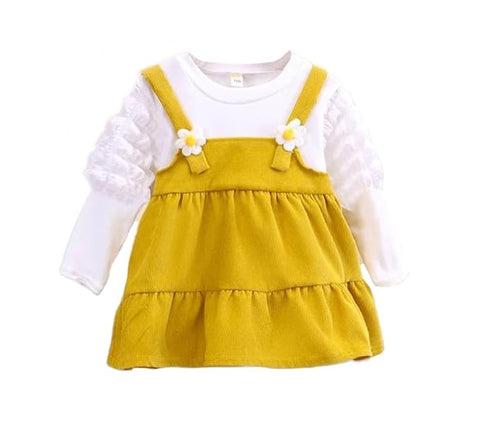Girls Balloon-sleeve Pinafore Party Frock Dress