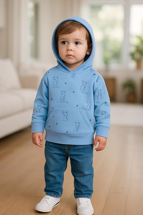 Dino Print Full Sleeve Prewinter Cotton Hoodie T-shirt Sweatshirt for Infants & Toddlers