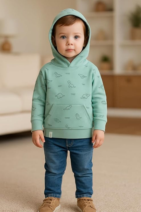 Dino Print Full Sleeve Prewinter Cotton Hoodie T-shirt Sweatshirt for Infants & Toddlers