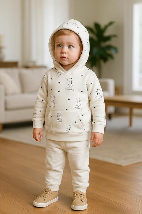 Dino Print Full Sleeve Prewinter Cotton Hoodie T-shirt Sweatshirt for Infants & Toddlers