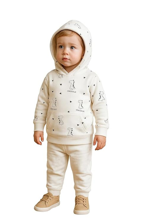Dino Print Full Sleeve Prewinter Cotton Hoodie T-shirt Sweatshirt for Infants & Toddlers