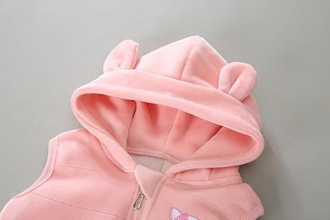 3D Fur Reindeer Cartoon Thick Winter Warm T-shirt Pant with Hood Jacket 3 Pc Clothing Set for Infant Toddler Kids