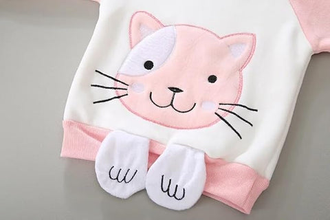 3D Fur Reindeer Cartoon Thick Winter Warm T-shirt Pant with Hood Jacket 3 Pc Clothing Set for Infant Toddler Kids