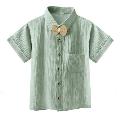 Kids Stylish Party Short-Sleeve Shirt with Bow & Comfy Shorts Set
