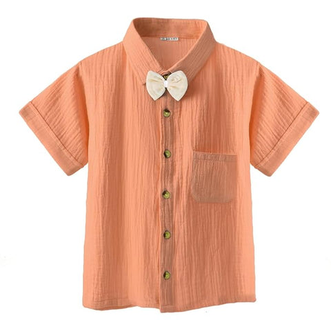 Kids Stylish Party Short-Sleeve Shirt with Bow & Comfy Shorts Set