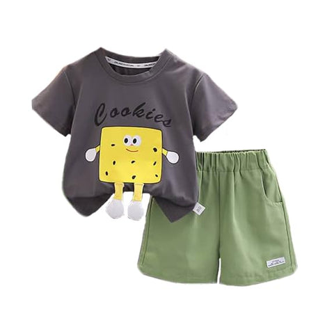 3D Cartoon T-Shirt & Shorts with Sling Bag