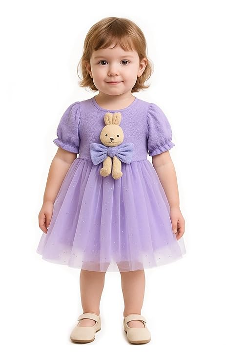 Girls 3D Bunny Toy Attached Cocktail Party Dress