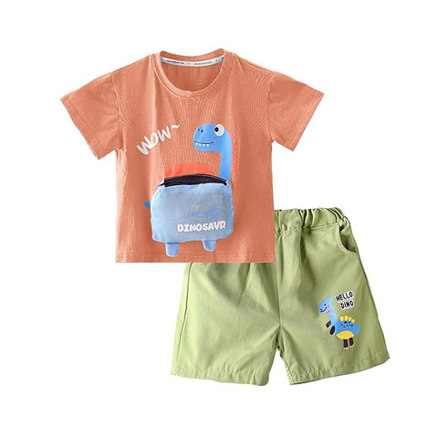 Kids 3D Dino T-Shirt & Shorts Set