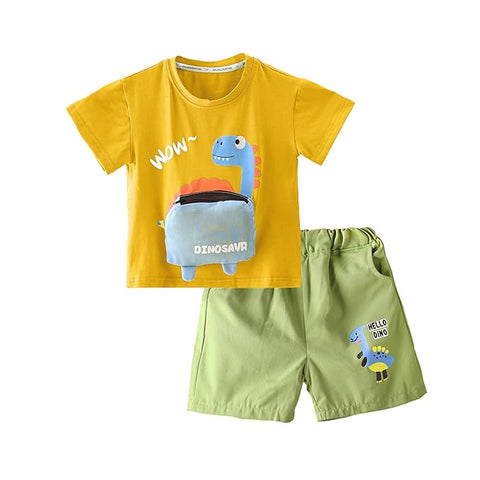 Kids 3D Dino T-Shirt & Shorts Set