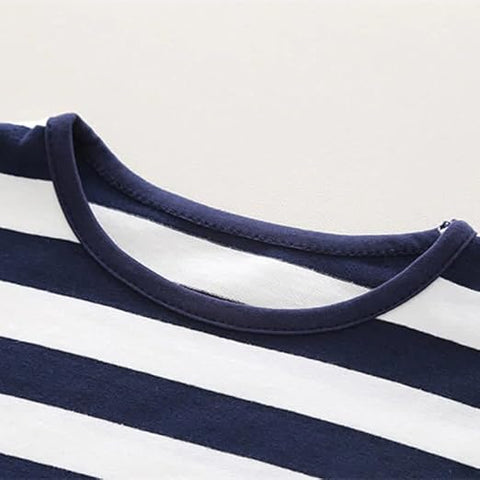 Dino Delight Kids Striped T-Shirt & Dungaree Set