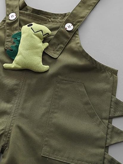 Dino Delight Kids Striped T-Shirt & Dungaree Set