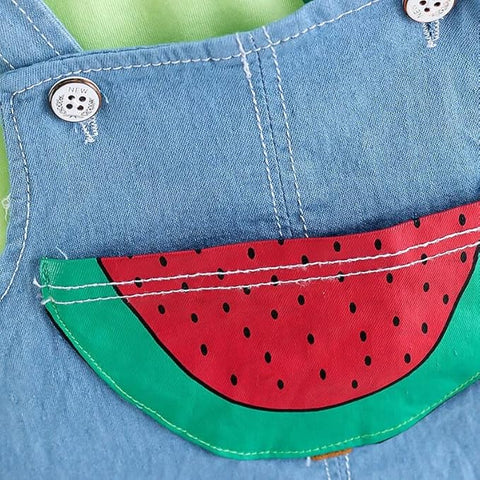 Kids Watermelon Print T-Shirt & Denim Dungaree Set