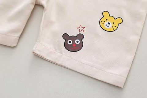 Kids Bear Print T-shirt & Dungaree Shorts Set