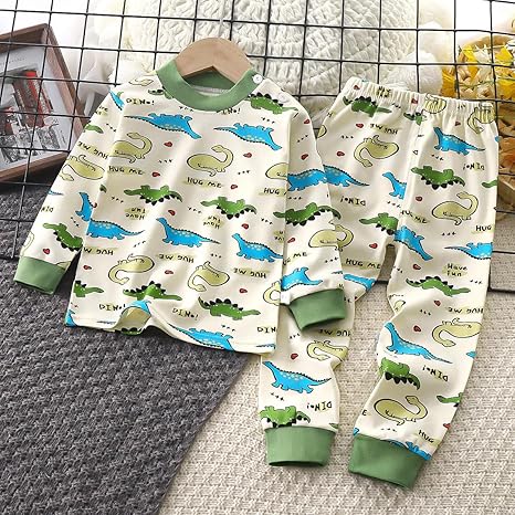 Boys Dinosaur Print Pajama Set – Long Sleeve Top and Pants