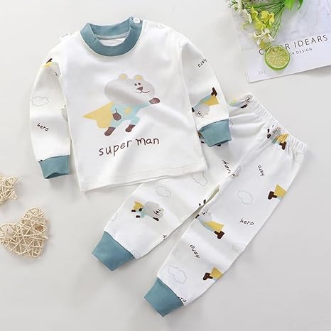 Kids Pyjama Set- Bear Print Long Sleeve Top & Pant