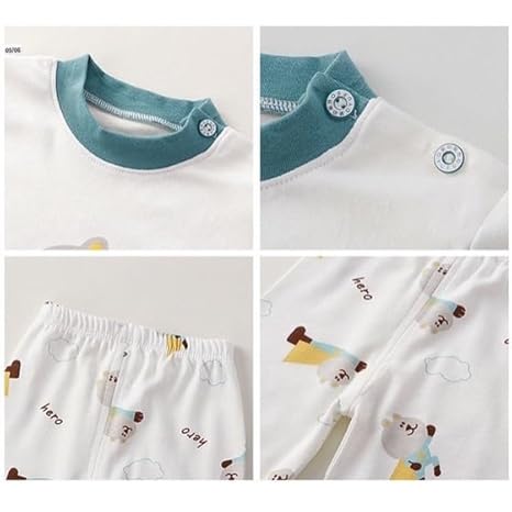 Kids Pyjama Set- Bear Print Long Sleeve Top & Pant