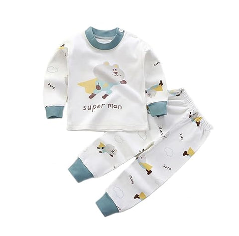 Kids Pyjama Set- Bear Print Long Sleeve Top & Pant