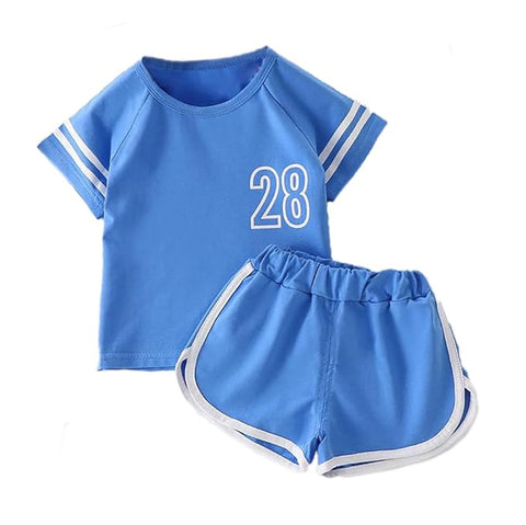 Short Sleeve Cotton T-shirt & Shorts Set For Lil Boys & Girls