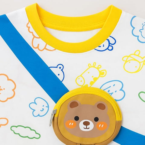 Boys Bear Print 3D Pouch T-shirt & Short Set