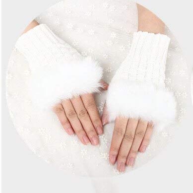 Faux Fur and Wool Knitted Winter Thermal Warm Fingerless Gloves Winter Accessories Hand Warmer