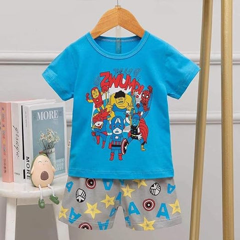 Kids Cartoon Print T-shirt & Short Set