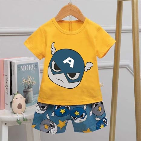 Kids Cartoon Print T-shirt & Short Set