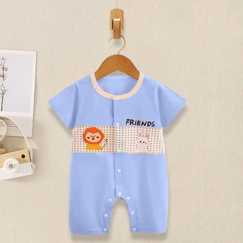 Half Sleeve Pure Cotton Cartoon Printed Onesie Romper Bodysuit for Newborn to Infant Kids