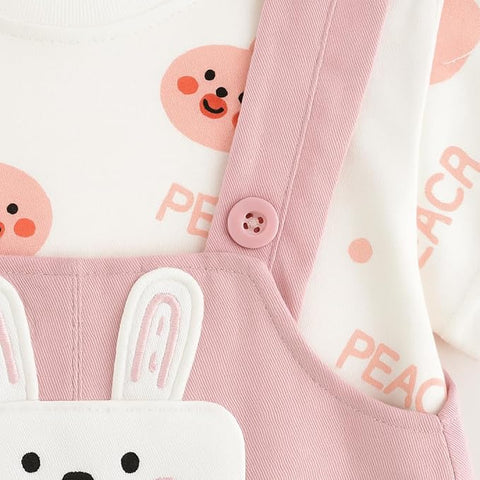 Kids Cartoon Print T-shirt & Dungaree Set