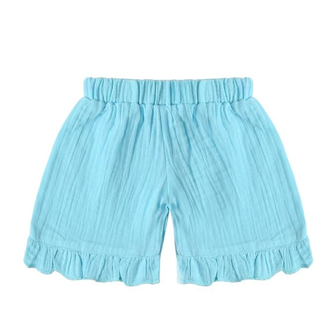 Baby Girl Cotton Linen Muslin Sleeveless Bow Top and Shorts Summer Clothing Set