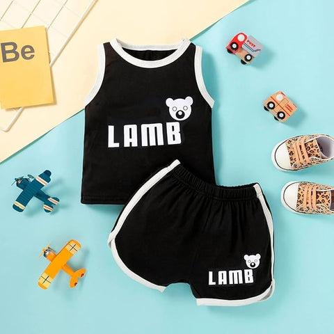 Kid's Cartoon Printed Active wear T-Shirt & Shorts Set