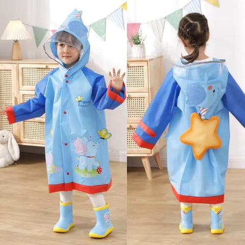 Blue EVA Raincoat with Detachable Back Patch