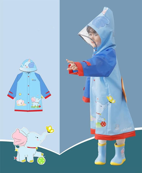 Blue EVA Raincoat with Detachable Back Patch
