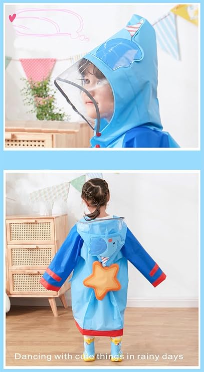 Blue EVA Raincoat with Detachable Back Patch