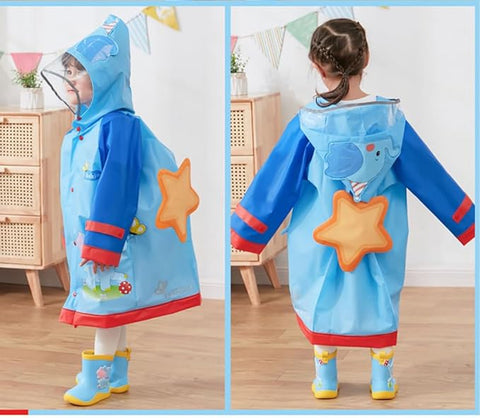 Blue EVA Raincoat with Detachable Back Patch