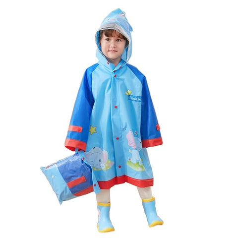 Blue EVA Raincoat with Detachable Back Patch