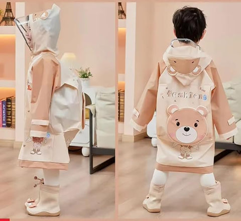 Brown Bear EVA Raincoat with Detachable Back Patch