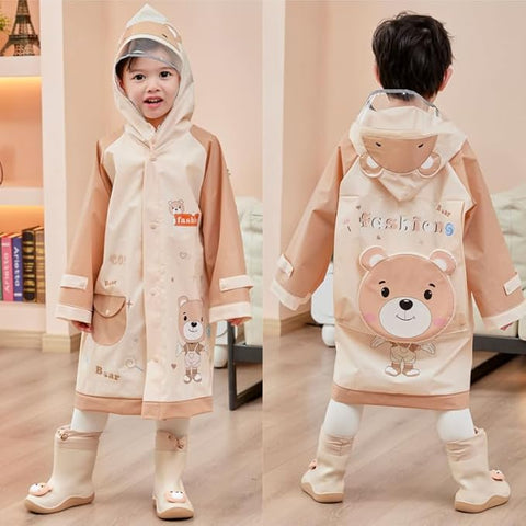 Brown Bear EVA Raincoat with Detachable Back Patch
