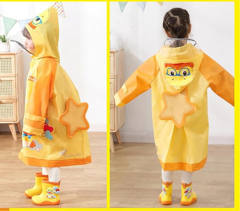 Yellow EVA Raincoat with Detachable Back Patch